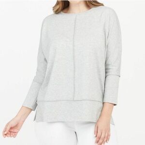 SPANX Perfect Length Dolman Sleeve Top Seamed Tunic Heather Gray size medium